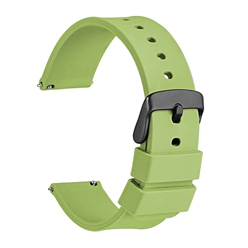 VAZZIC ENICEN Uhrenband 14mm 18mm 20mm 22mm 24mm Silikon Sport Watch Strap Herren Frauen Replementband Gummi Armband Edelstahlschnalle (Color : Tea Green, Size : 20mm) von vazzic