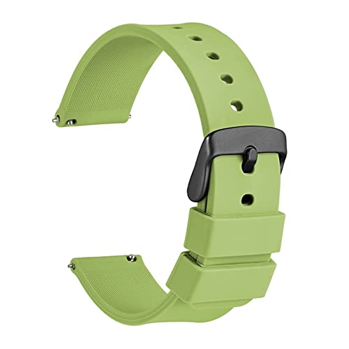 VAZZIC ENICEN Uhrenband 14mm 18mm 20mm 22mm 24mm Silikon Sport Watch Strap Herren Frauen Replementband Gummi Armband Edelstahlschnalle (Color : Tea Green, Size : 24mm) von vazzic