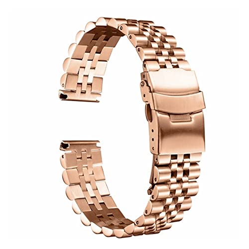 vazzic Männer Uhrenband Band Strap Edelstahl Stellungsschlussschließe Geschwindigkeit Meister Handgelenk Frauen Band 18mm 19mm 20mm 22mm 23mm 24mm 26mm 28mm 30mm (Color : Rose gold, Size : 19mm) von vazzic