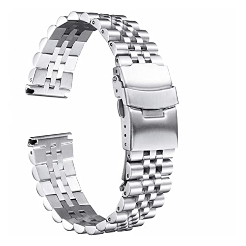 vazzic Männer Uhrenband Band Strap Edelstahl Stellungsschlussschließe Geschwindigkeit Meister Handgelenk Frauen Band 18mm 19mm 20mm 22mm 23mm 24mm 26mm 28mm 30mm (Color : Silver, Size : 30mm) von vazzic