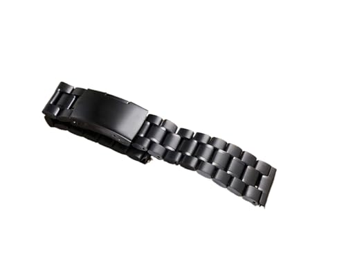 VAZZIC ENICEN Massive Edelstahl Armband for Männer Frauen Uhren Metallbänder 14mm 16mm 18mm 19mm 20 21mm 22 24mm 26mm Faltschnalle Band (Color : Black, Size : 21mm) von vazzic