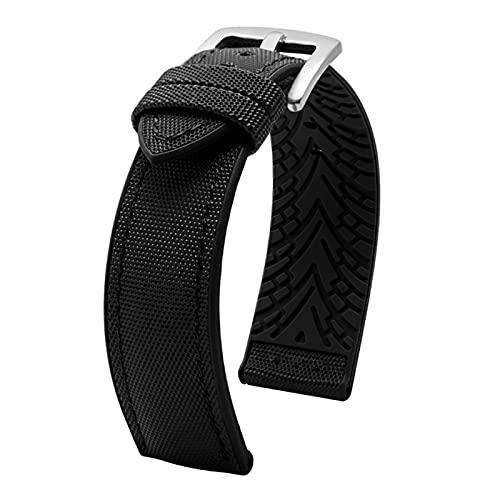 VAZZIC Neue 20mm 22mm 24mm Nylon Silikon Untere Uhr Armband Männer Wasserdichte Atmungsaktive Gummi Handgelenk Band Armband Zubehör Compatible With Omega (Color : A-black black, Size : 24mm) von vazzic