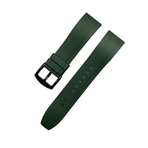 vazzic Quick Release Armbands Qualität Silikon-Gummi-Uhr-Träger 20mm 22mm 24mm wasserdichte tauchen männer Uhren Zubehör (Color : Green black, Size : 20mm) von vazzic