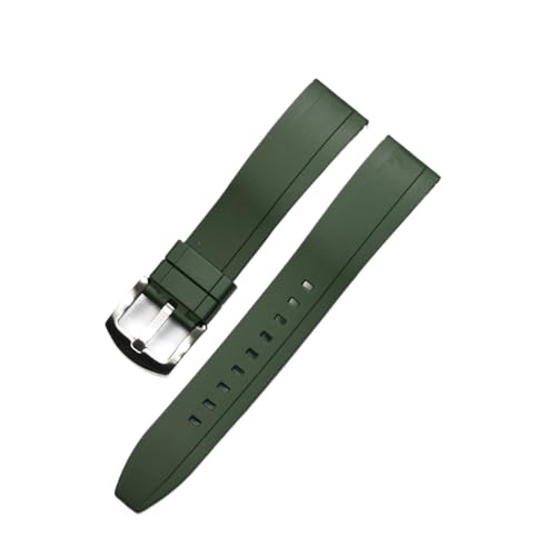 vazzic Quick Release Armbands Qualität Silikon-Gummi-Uhr-Träger 20mm 22mm 24mm wasserdichte tauchen männer Uhren Zubehör (Color : Green silver, Size : 20mm) von vazzic