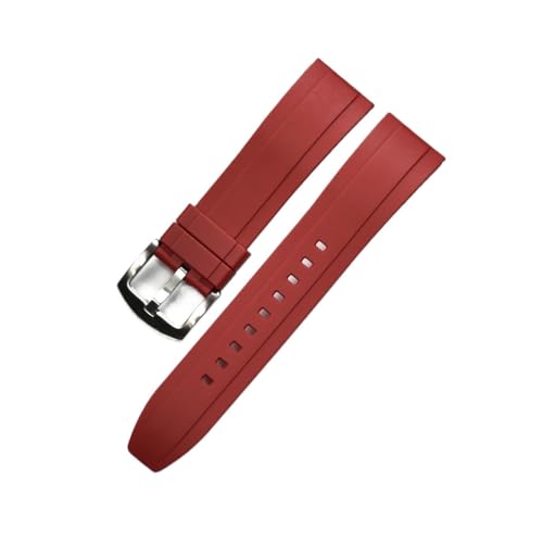 vazzic Quick Release Armbands Qualität Silikon-Gummi-Uhr-Träger 20mm 22mm 24mm wasserdichte tauchen männer Uhren Zubehör (Color : Red silver, Size : 22mm) von vazzic