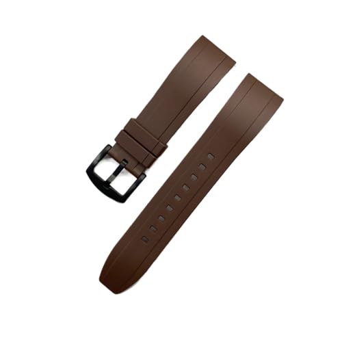 VAZZIC Quick Release Watch Bands Premium Grad Silikon-Gummi-Uhr-Träger 20mm 22mm 24mm wasserdichte Passform for Männer Frauen Uhren Zubehör (Color : Brown black, Size : 22mm) von vazzic