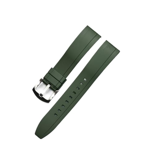 vazzic Quick Release Watch Bands Premium Grad Silikon-Gummi-Uhr-Träger 20mm 22mm 24mm wasserdichte Passform for Männer Frauen Uhren Zubehör (Color : Green silver, Size : 20mm) von vazzic