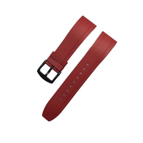 VAZZIC Quick Release Watch Bands Premium Grad Silikon-Gummi-Uhr-Träger 20mm 22mm 24mm wasserdichte Passform for Männer Frauen Uhren Zubehör (Color : Red black, Size : 24mm) von vazzic