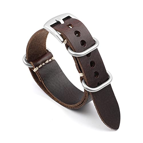 vazzic Rindslederarmband Aus Echtem Leder, 20 Mm, 22 Mm, 24 Mm, Vintage-Armband For Herren Und Damen, Armbänder, Uhrenersatz (Color : Dark brown-S buckle, Size : 22mm) von vazzic