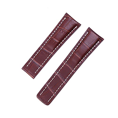 VAZZIC Uhrenband Compatible With Breitling Superocean Avenger Navitimer. Echte echte leder männer watchband uhr zubehör uhren armband gürtel (Color : Brown Band2, Size : 24mm With LOGO) von vazzic