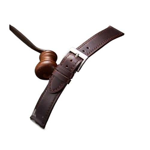 vazzic Vintage-Stil, Ölwachs-Lederarmband, 18 Mm, 19 Mm, 20 Mm, 21 Mm, 22 Mm, Handgefertigtes Uhrenarmband, Zubehör For Herren (Color : Red brown, Size : 19mm) von vazzic