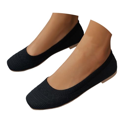 Ballerina Schuhe Damen 2025 Flach Ballerinas Atmungsaktive Bequeme Freizeitschuhe Frauen Lässige Eckige Zehen Schlupfschuhe rutschfeste Slipper Leichte Reise Slip On Wanderschuhe (41) von VBEDKDEB