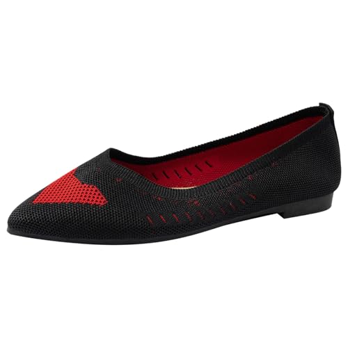 Ballerina Schuhe Damen 2025 Flach Ballerinas Atmungsaktive Bequeme Freizeitschuhe Frauen Lässige Spitze Zehe Schlupfschuhe rutschfeste Slipper Leichte Reise Slip On Wanderschuhe (37) von VBEDKDEB