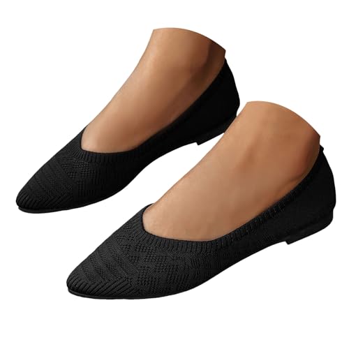 Ballerina Schuhe Damen 2025 Lässige Flach Ballerinas Atmungsaktive Bequeme Freizeitschuhe Frauen Leichte Spitze Zehe Schlupfschuhe rutschfeste Slipper Lässige Reise Wanderschuhe (37) von VBEDKDEB
