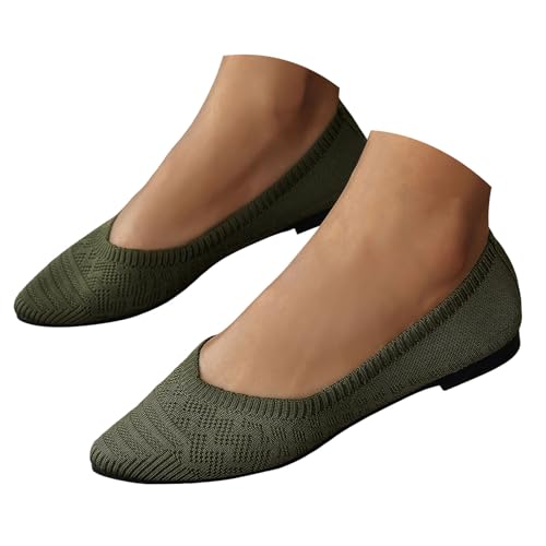 Ballerina Schuhe Damen 2025 Lässige Flach Ballerinas Atmungsaktive Bequeme Freizeitschuhe Frauen Leichte Spitze Zehe Schlupfschuhe rutschfeste Slipper Lässige Reise Wanderschuhe (39) von VBEDKDEB