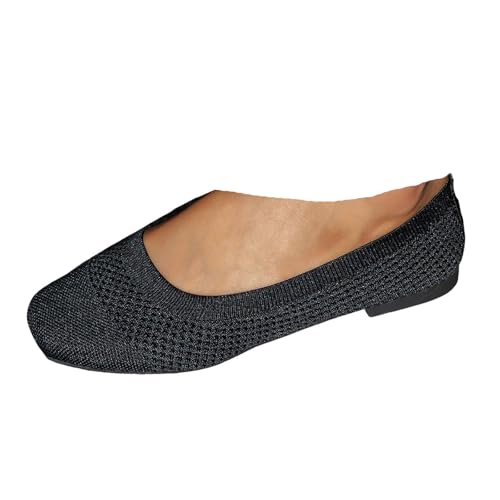 Ballerina Schuhe Damen 2025 Slip On Flach Ballerinas Atmungsaktive Bequeme Freizeitschuhe Frauen Lässige Eckige Zehen Schlupfschuhe rutschfeste Slipper Leichte Reise Wanderschuhe (39) von VBEDKDEB