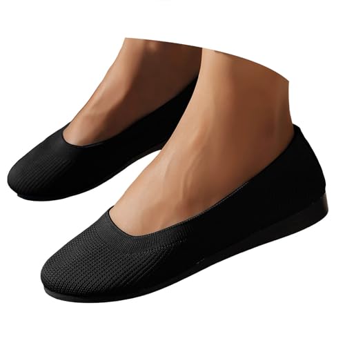 Ballerina Schuhe Damen 2025 Weiches Flach Ballerinas Lässige Gestrickt Atmungsaktive Bequeme Freizeitschuhe Frauen Schlupfschuhe rutschfeste Slipper Leichte Reise Wanderschuhe (38) von VBEDKDEB