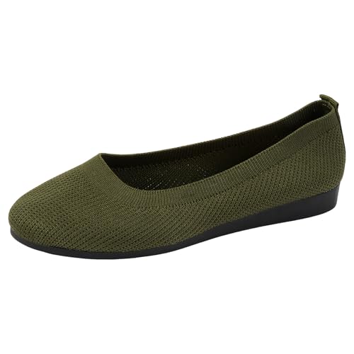 Ballerina Schuhe Damen 2025 Weiches Flach Ballerinas Lässige Gestrickt Atmungsaktive Bequeme Freizeitschuhe Frauen Schlupfschuhe rutschfeste Slipper Leichte Reise Wanderschuhe (40) von VBEDKDEB