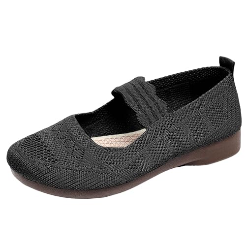Ballerina Schuhe Damen Bequeme Flache Ballerinas Atmungsaktive Mesh Bequeme Freizeitschuhe Reise Wanderschuhe Flach Ballerinas Damen Leder Spitz (39) von VBEDKDEB
