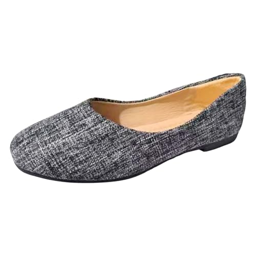 Ballerina Schuhe Damen Bequeme Flache Ballerinas Einfache mit quadratischer Zehenpartie, einfarbig, flacher Mund, flacher Boden, lässig, bequem, große Einzelschuhe, Ballerina Spitz Damen (Grey, 40) von VBEDKDEB