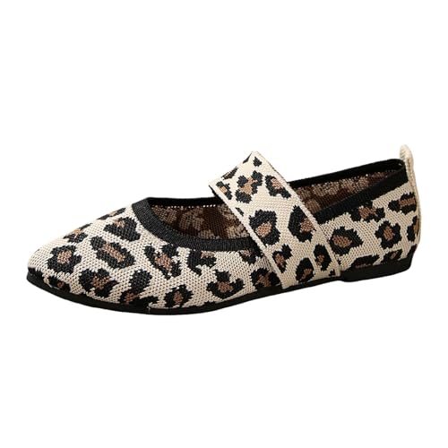 Ballerina Schuhe Damen Bequeme Flache Ballerinas Flache Schuhe mit spitzer Spitze für Damen, modische Oberbekleidung, Slip On Netzstoff mit dünner Sohle, leichte Ballerinas Sneaker (Brown, 36) von VBEDKDEB