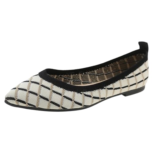 Ballerina Schuhe Damen Bequeme Flache Ballerinas Freizeitschuhe, modisches Muster, farblich abgestimmt, spitze Zehen, flache Böden, bequeme leichte Schuhe Ballerinas Damen Sportlich Leder (White, 42) Ballerina Schuhe Damen Bequeme Flache Ballerinas Freizeitschuhe, modisches Muster, farblich abgestimmt, spitze Zehen, flache Böden, bequeme leichte Schuhe Ballerinas Damen Sportlich Leder (White, 42) von VBEDKDEB