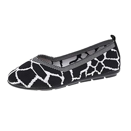 Ballerina Schuhe Damen Bequeme Flache Ballerinas Mode Frühling Damen Freizeitschuhe Flacher Boden Runde Zehe Leichtes Mesh Atmungsaktiv Bequem Farbblockmuster Eleganter Stil Rote Ballerinas (42) von VBEDKDEB
