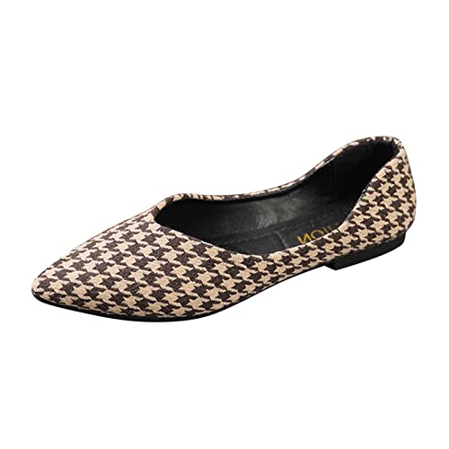 Ballerina Schuhe Damen Bequeme Flache Ballerinas Outdoor-Casual-Freizeit in rutschiger Mode Frauen atmungsaktive Schuhe Weiche Breite Ballerinas (Brown, 42) von VBEDKDEB