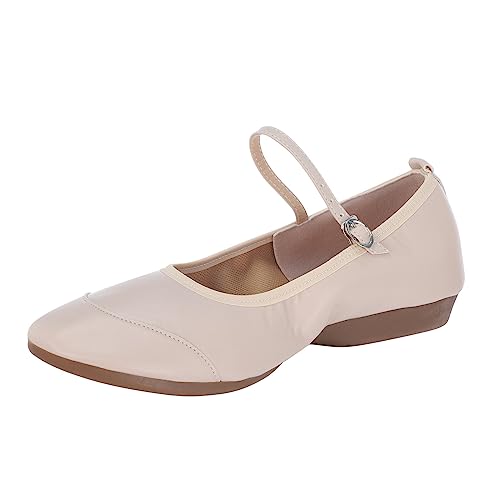 Ballerina Schuhe Damen Bequeme Flache Ballerinas Tanzschuhe Damenschuhe weich Tanzfarbe Sohle Latin Solid Asakuchi Schuhe Freizeitschuhe Ballerina Damen (White, 42) von VBEDKDEB