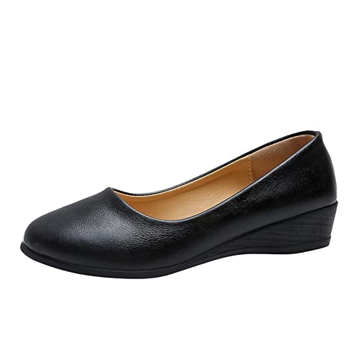 Ballerina Schuhe Damen Bequeme Flache Ballerinas Toe Spring Wedge Mouth Heel Medium Fashion Flat and Shoes Heel Round Summer Single Middle Heels Ballerinas Damen Grün (40) von VBEDKDEB