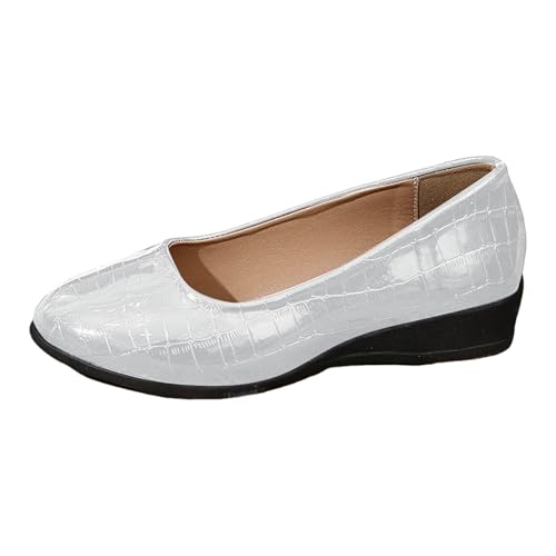 Ballerina Schuhe Damen Klassisch Lack rutschfeste Ballerinas Arbeitsschuhe Bequeme Freizeitschuhe Slipper 2025 Sommer Flach Walkingschuhe Leichte Reise Slip On Wanderschuhe (41) von VBEDKDEB