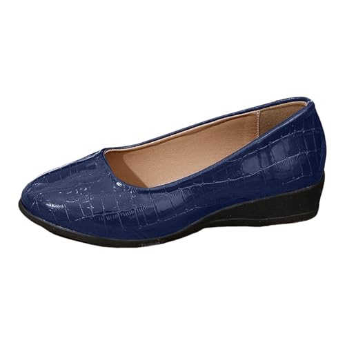 Ballerina Schuhe Damen Klassisch Lack rutschfeste Ballerinas Arbeitsschuhe Bequeme Freizeitschuhe Slipper 2025 Sommer Flach Walkingschuhe Leichte Reise Slip On Wanderschuhe (Blue, 39) von VBEDKDEB