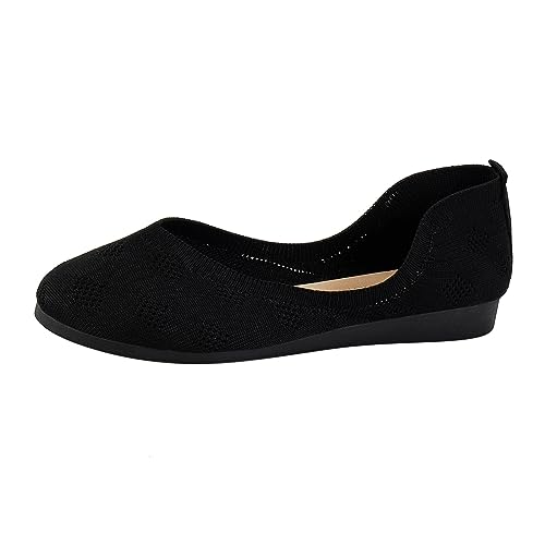 Ballerina Schuhe Damen Lässige Weiches Bequeme Freizeitschuhe Atmungsaktive Gestrickt Leichte Gestrickt Schlupfschuhe rutschfeste Slipper Reise Wanderschuhe 2025 Flach Ballerinas (40) von VBEDKDEB