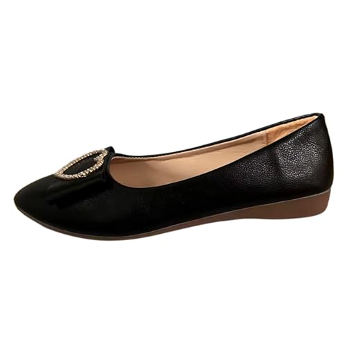 Ballerina Schuhe Damen Leder Flach Ballerinas Bequeme Abendschuhe Elegant Leichte Arbeitsschuhe 2025 Schlupfschuhe rutschfeste Slipper Frauen Spitze Zehe Reise Wanderschuhe (42) von VBEDKDEB