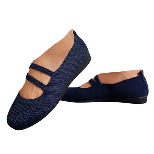 VBEDKDEB Ballerinas Damen Schwarz Trachtenschuhe Sommer Barfuß Ballerina Damenschuhe Elegant Und Bequem Flats Schuhe Mesh Ballet Sommerschuhe Atmungsaktive Netz rutschfeste Freizeitschuhe (a-DB, 39) von VBEDKDEB