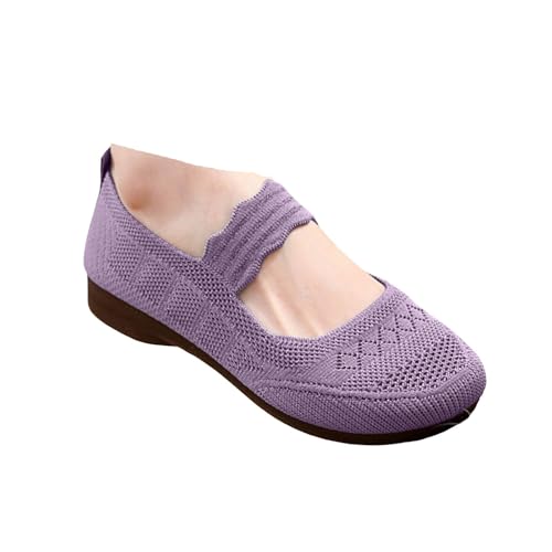 Ballerina Schuhe Damen Weiches rutschfeste Slipper Bequeme Freizeitschuhe 2025 Sommer Lässige Ballerinas Flach Walkingschuhe Atmungsaktive Leichte Slip On Schuhe Reise Sommerschuhe (Purple, 40) von VBEDKDEB