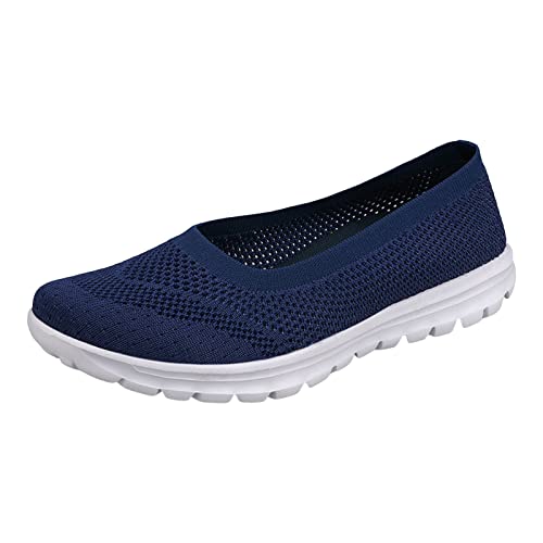Ballerinas Damen Ballerina Frauen Freizeitschuhe Modische Sommer Muster Mesh Atmungsaktive Und Bequeme rutschfeste Große Schuhe Ballerinas Damen Schwarz Flats Schuhe (Dark Blue, 41) von VBEDKDEB
