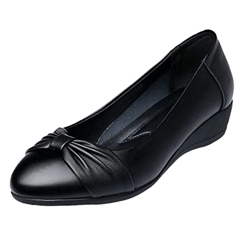 Ballettschuhe Ballerinas Damen Damen mit Keilabsatz und lässigen Sandalen Loafer Damen Schwarze Ballerina Damen (Black, 40) von VBEDKDEB