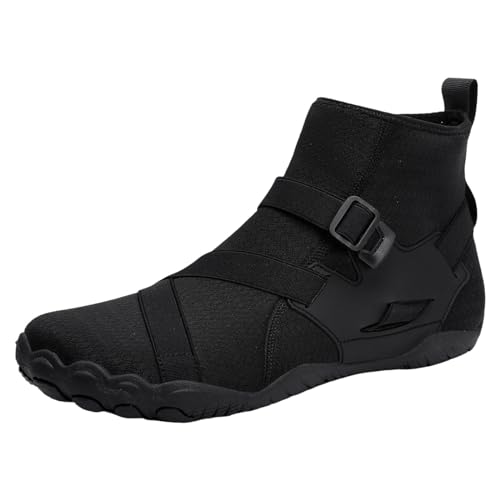 Barfußschuhe Damen Herren Herren- Damen-High-Top-Flussverfolgungsschuhe für Radfahren, Fitness, Yoga, Strand, Wandern, Surfen, multifunktionale Schuhe Badeschuhe Strandschuhe Turnschuhe (Black, 39) von VBEDKDEB