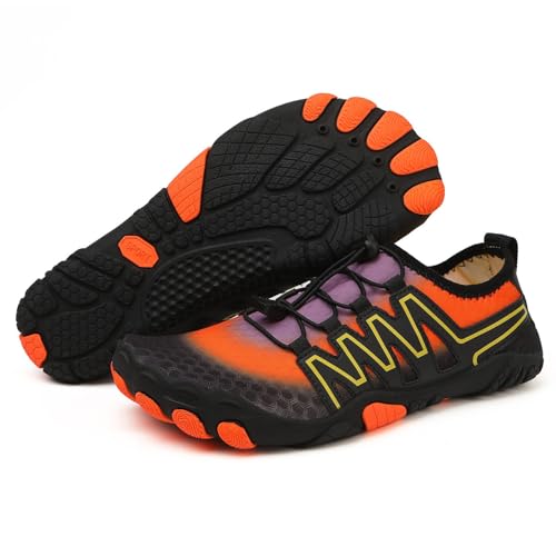 Barfußschuhe Damen Herren Männer Frauen Paare Schwimmen Watschuhe weiche Sohle -Zweck Schwimm- Wanderschuhe Badeschuhe Strandschuhe Schwimmschuhe (Orange, 41) von VBEDKDEB