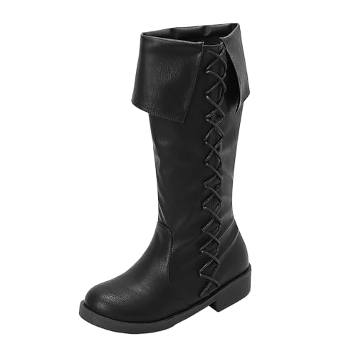 Boots Damen Mid Calf Stiefel Frauen Mitte Wade Stiefel Herbst Und Winter Mode Spitz Zehe Square Heel Lace Up Cowboy (42) von VBEDKDEB
