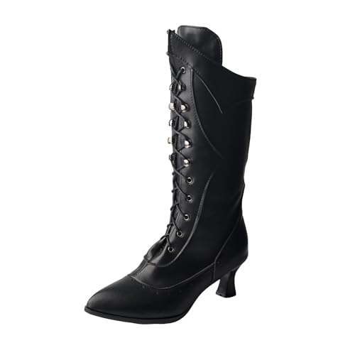 Boots Damen Mid Calf Stiefel Frauen Mitte Wade Stiefel Herbst Und Winter Mode Spitz Zulaufend Square Heel Cowboy Damen (41) von VBEDKDEB