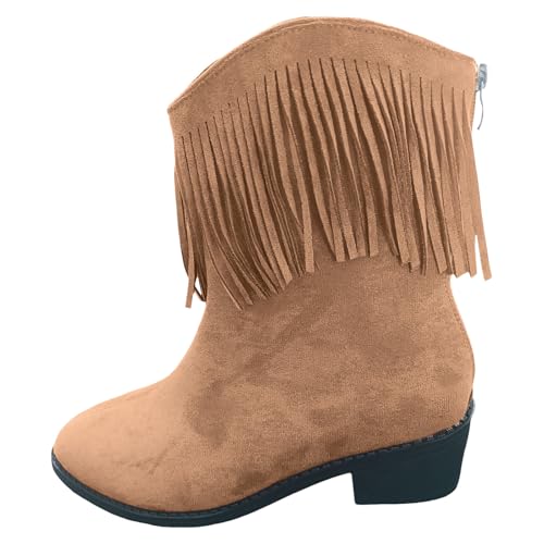 Boots Damen Mid calf Stiefel Vielseitige Damenstiefeletten mit dicker Sohle und klobigem Absatz. Damenstiefel mit weicher Sohle, leicht und bequem, bis zur Wadenmitte. Plateau Schuhe Damen (Brown, 38) von VBEDKDEB