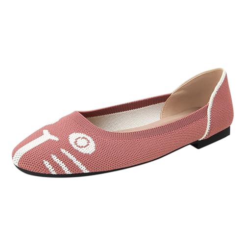 Cat Ballerina Schuhe Damen 2025 rutschfeste Wanderschuhe Bequeme Walkingschuhe Ballerinas Leichte Arbeitsschuhe Slipper Mesh Atmungsaktive Freizeitschuhe Reise Urlaub Schlupfschuhe (40) von VBEDKDEB