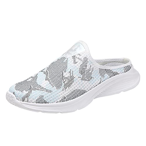 Damen Herren Clogs Pantolette Bequeme Freizeit Damen Slip On Travel Weiche Sohle Bequeme Schuhe Outdoor Noctilucent Mesh Runing Fashion Sport Atmungsaktive Sommer Sneaker Barfussschuhe (Blue, 38) von VBEDKDEB
