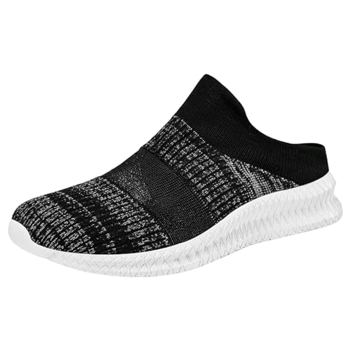 Damen Herren Clogs Pantolette Hausschuhe Größe 36 46 Männer und Frauen gleiche Mesh Fly Weave weiche Sohle Zehe Halbtasche Casual Sportschuhe Gartenclogs Sommer Sommerschuhe Walking (White, 42) von VBEDKDEB