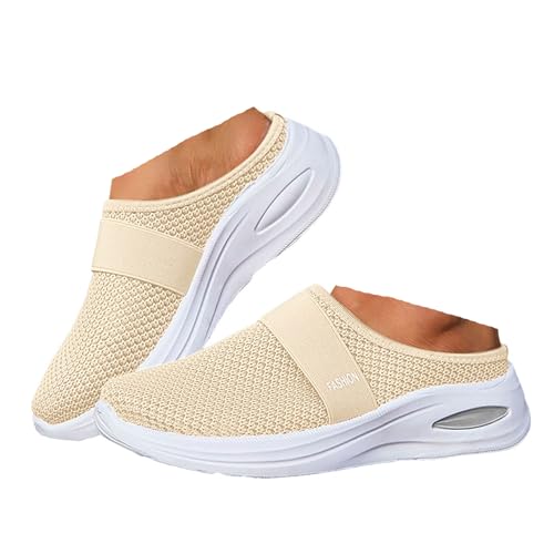 Damen Herren Clogs Pantolette Schlupfschuhe Flache Elegante Breite Füße Damen Sandalen Freizeit Hausschuhe Wanderschuhe Strandsandalen Leichte Mesh Sommerschuhe Sneaker Walking Pantoffeln (Beige, 41) Damen Herren Clogs Pantolette Schlupfschuhe Flache Elegante Breite Füße Damen Sandalen Freizeit Hausschuhe Wanderschuhe Strandsandalen Leichte Mesh Sommerschuhe Sneaker Walking Pantoffeln (Beige, 41) von VBEDKDEB
