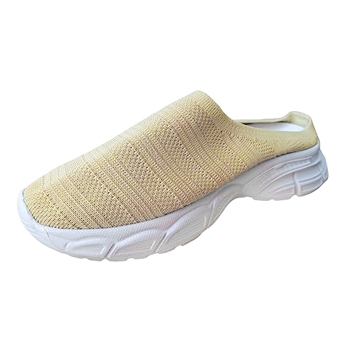 Damen Herren Clogs Pantolette Slipper Damen Einfache Retro Einfarbige Fliegende Mesh Oberfläche Atmungsaktive Bequeme Laufschuhe Große Freizeitschuhe Sommerschuhe Walking Schlupfschuhe (White, 37) von VBEDKDEB