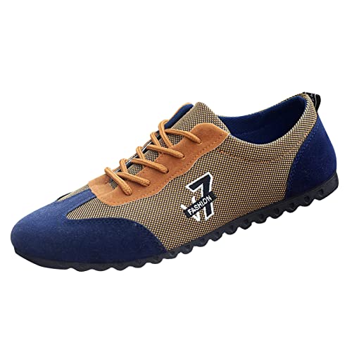 Freizeitschuhe Herren Slipper Fashion All Season Herren Freizeitschuhe Flache rutschfeste Sohle zum Schnüren Atmungsaktiv bequem Sport Schuhe Männer (Blue, 39) von VBEDKDEB