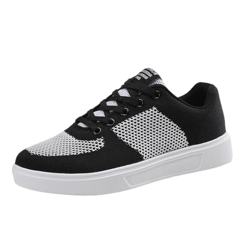 Freizeitschuhe Herren Slipper Freizeitpaar Männer Frauen Vier Jahreszeiten Mesh rutschfeste Flache runde Zehen atmungsaktive Schnürung Faule Freizeitschuhe Sneaker Weiss Herren (White, 37) von VBEDKDEB